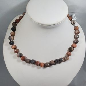 Nwt copper bearing rare sunstone silver necklace